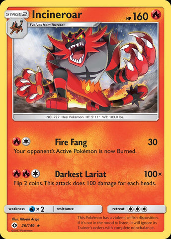 Incineroar - 026/149 (Cracked Ice Holo) - Deck Exclusives Holofoil