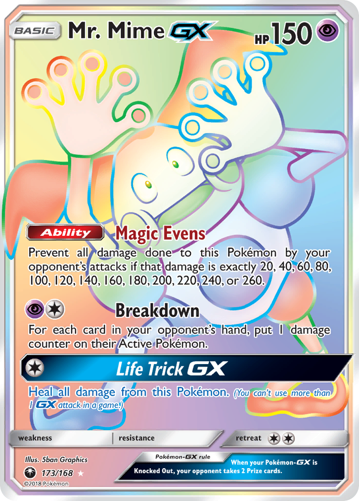 Mr. Mime GX (Secret)/168 - SM  Celestial Storm Holofoil