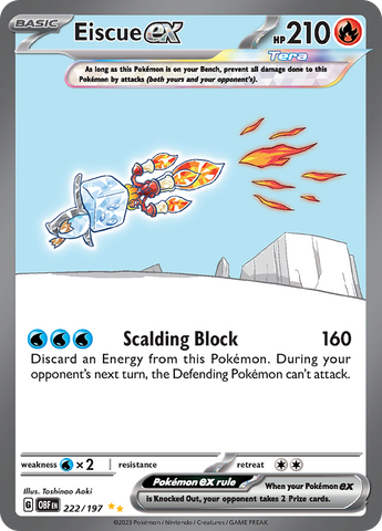 Eiscue ex - 222/197 222 - SV03 Obsidian Flames Holofoil