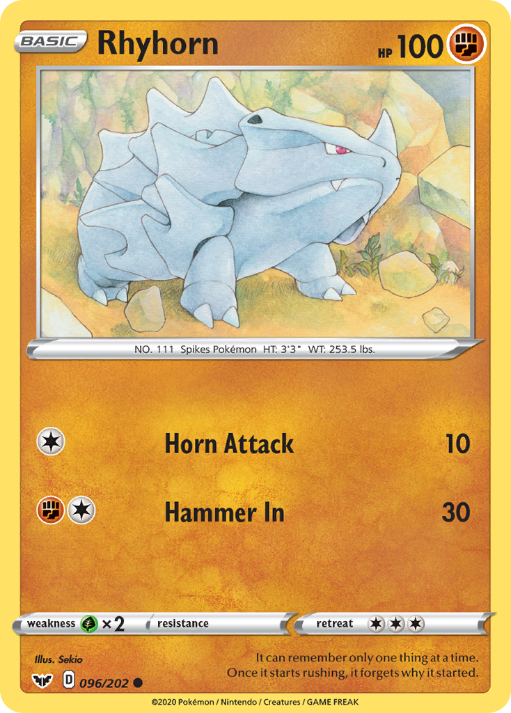 Rhyhorn (096) 96/202 - SWSH01 Sword & Shield Base Set