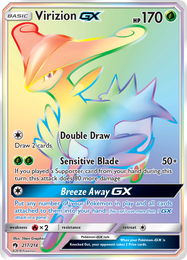 Virizion GX (Secret)/214 - SM  Lost Thunder Holofoil