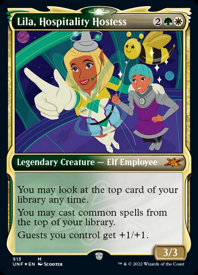 Lila, Hospitality Hostess (Showcase) (Galaxy Foil) (UNF-513) - Unfinity: (Showcase) Foil