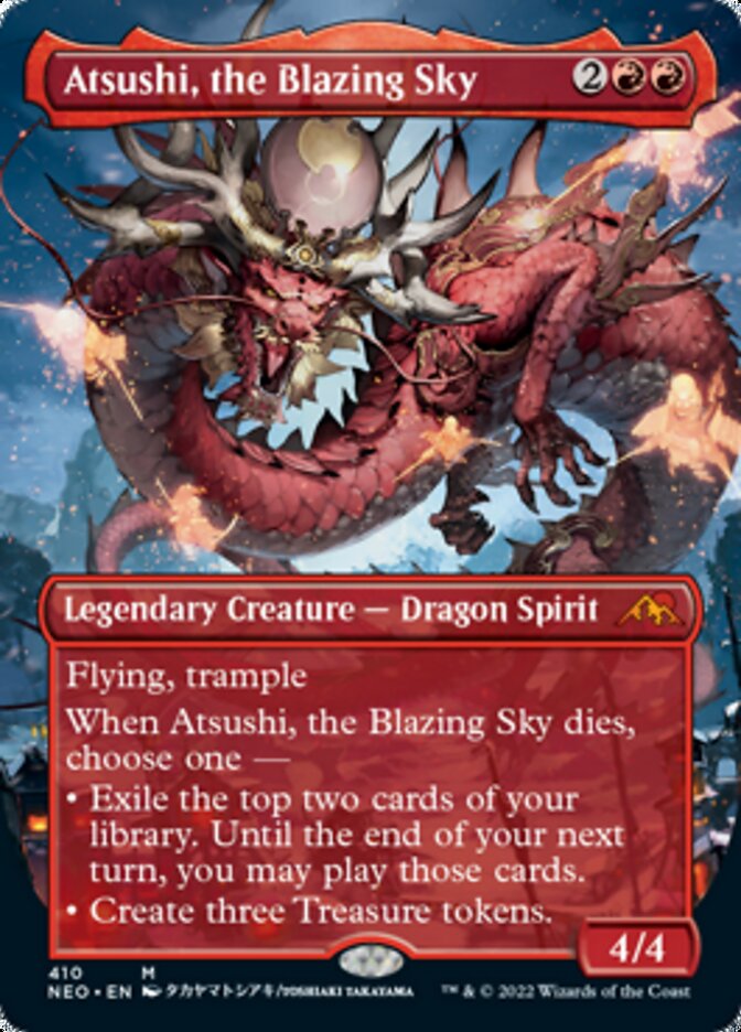 Atsushi, the Blazing Sky (Borderless) (NEO-410) - Kamigawa: Neon Dynasty (Borderless)