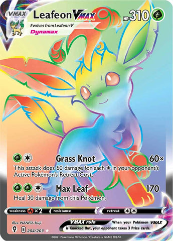 Leafeon VMAX (Secret) 204/203 - SWSH07 Evolving Skies Holofoil