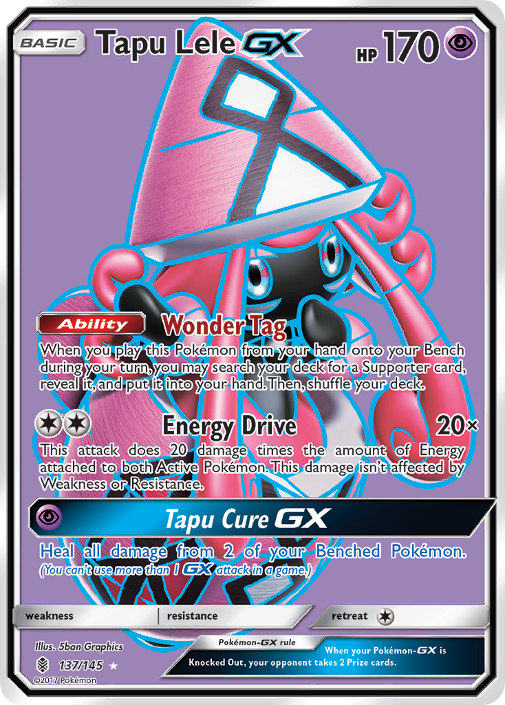 Tapu Lele GX (Full Art) 137/145 - SM  Guardians Rising Holofoil