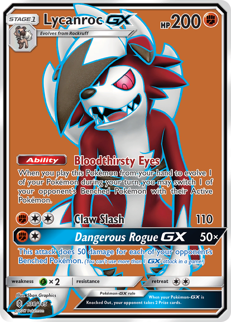 Lycanroc GX (Full Art)/145 - SM  Guardians Rising Holofoil
