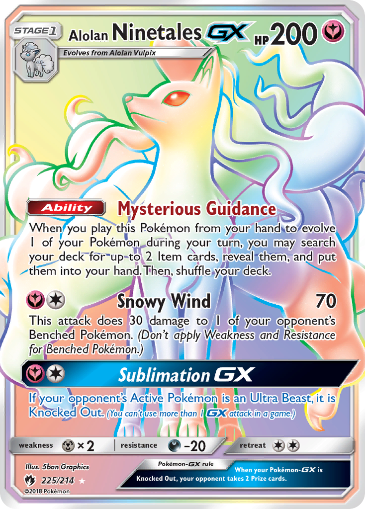 Alolan Ninetales GX (Secret)/214 - SM  Lost Thunder Holofoil