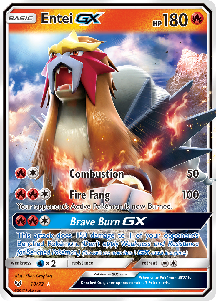 Entei GX 10/73 - Shining Legends Holofoil