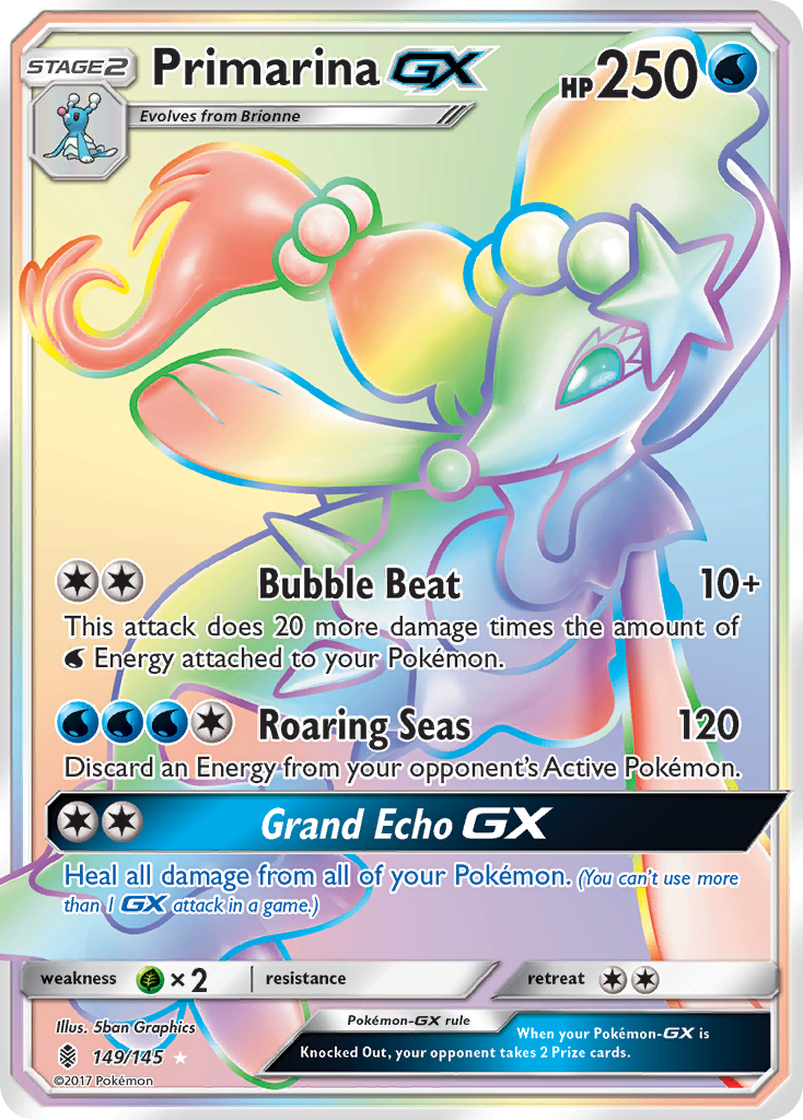 Primarina GX (Secret)/145 - SM  Guardians Rising Holofoil