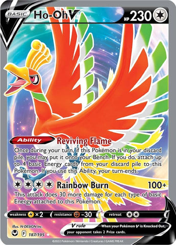 Ho-Oh V (Full Art) 187/195 - SWSH12 Silver Tempest Holofoil