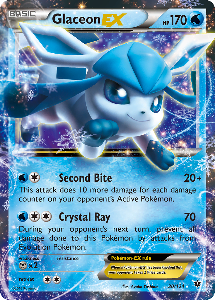 Glaceon EX 20/124 - XY  Fates Collide Holofoil