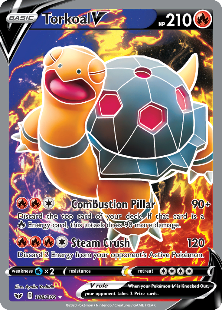 Torkoal V (Full Art) 188/202 - SWSH01 Sword & Shield Base Set Holofoil