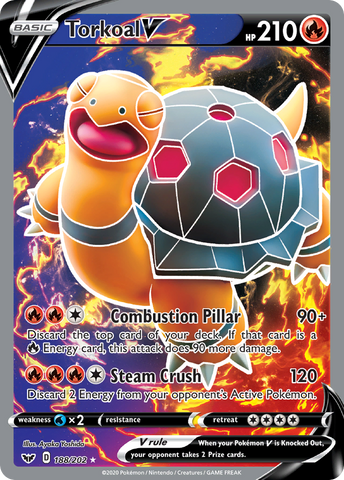 Torkoal V (Full Art) 188/202 - SWSH01 Sword & Shield Base Set Holofoil