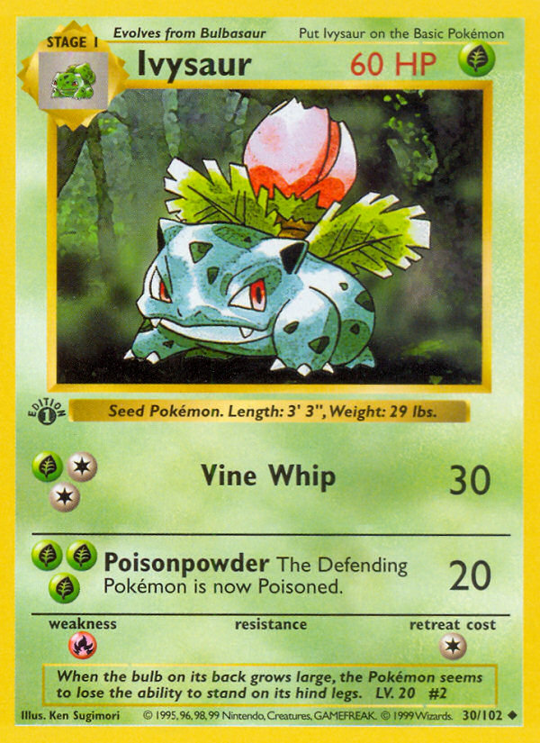 Ivysaur - 30/102 - 1st Edition Base Set Shadowless - Uncommon