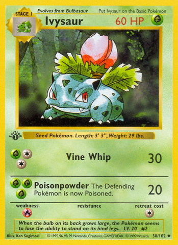 Ivysaur - 30/102 - 1st Edition Base Set Shadowless - Uncommon