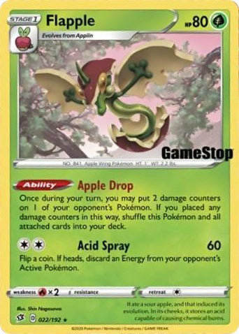 Flapple - 022/192 (Gamestop Exclusive) 22 - Miscellaneous Cards & Products Holofoil
