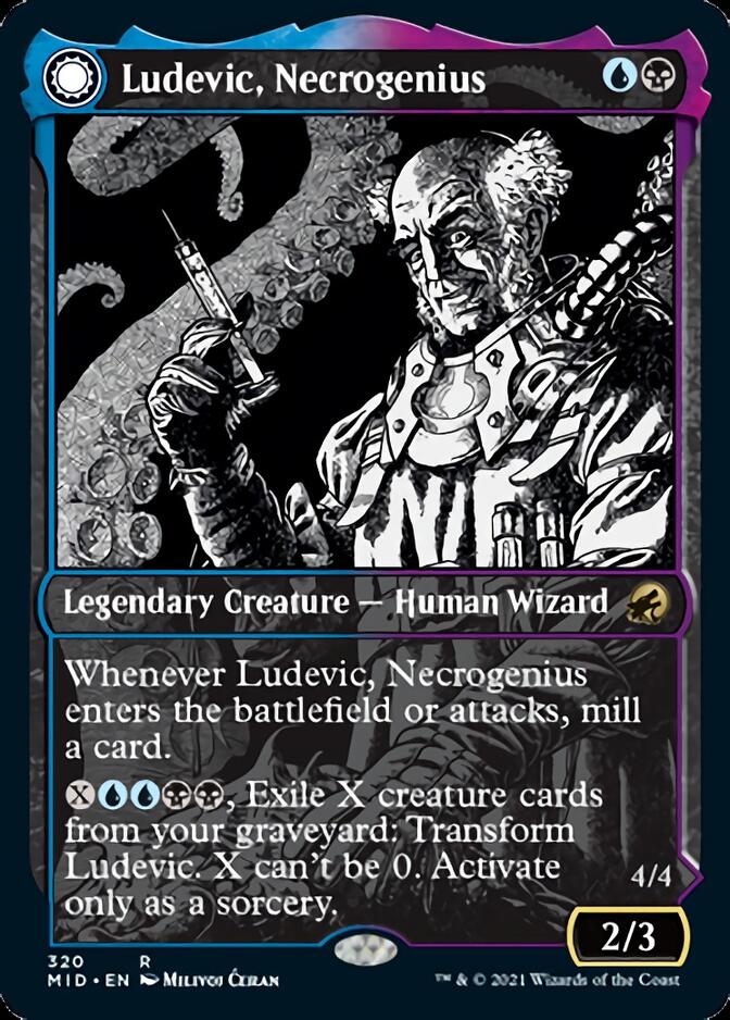 Ludevic, Necrogenius (Showcase) (MID-320) - Innistrad: Midnight Hunt: (Showcase, Double Faced Transform)