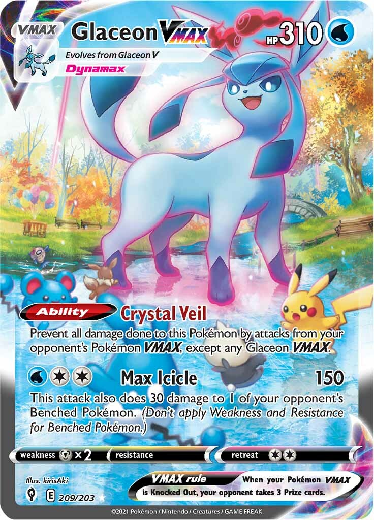 Glaceon VMAX (Alternate Art Secret) 209/203 - SWSH07 Evolving Skies Holofoil