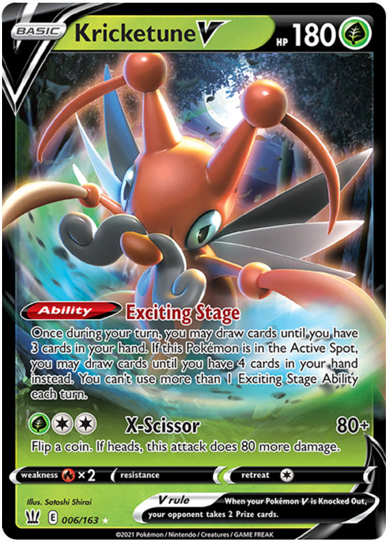 Kricketune V 6/163 - SWSH05 Battle Styles Holofoil