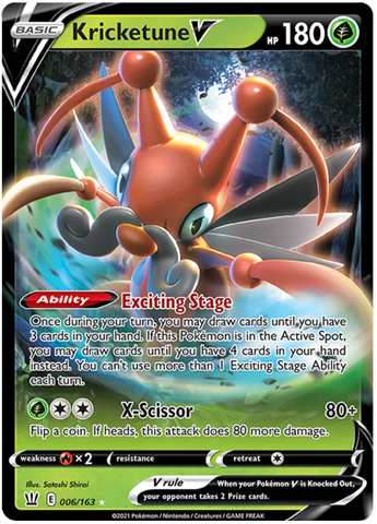 Kricketune V 6/163 - SWSH05 Battle Styles Holofoil