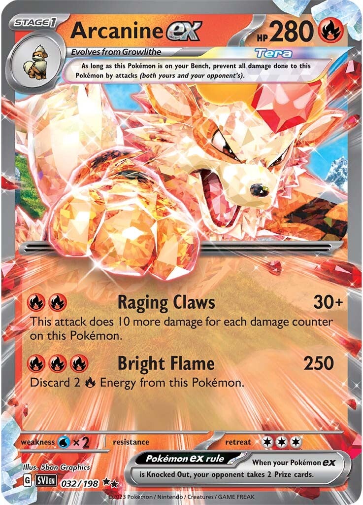 Arcanine ex - 032/198 32 - SV01 Scarlet & Violet Base Set Holofoil