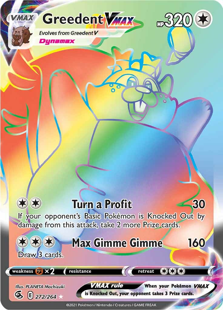 Greedent VMAX (Secret) 272/264 - SWSH08 Fusion Strike Holofoil