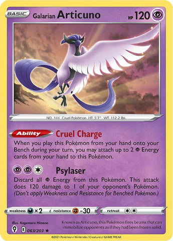 Galarian Articuno - 063/203 - Deck Exclusives