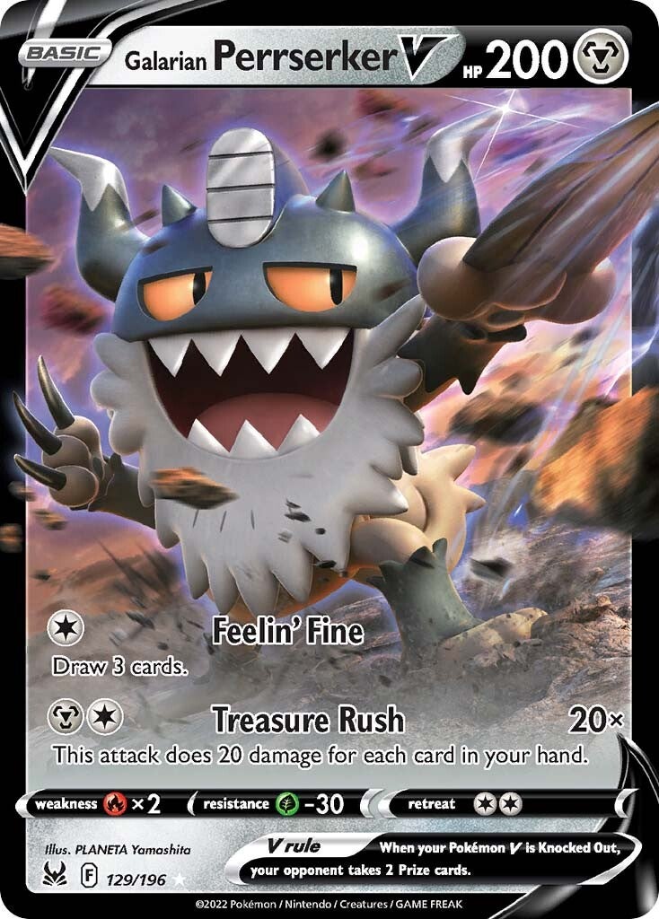 Galarian Perrserker V 129/196 - SWSH11 Lost Origin Holofoil
