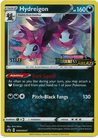 Hydreigon - SWSH037 (Prerelease) [Staff] - SWSH Sword & Shield Promo Cards Holofoil