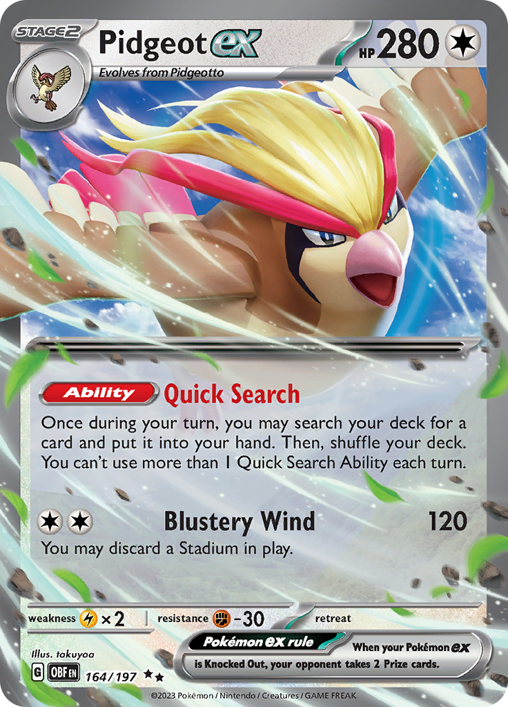 Pidgeot ex 164 - SV03 Obsidian Flames Holofoil