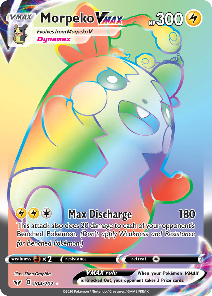 Morpeko VMAX (Secret) 204/202 - SWSH01 Sword & Shield Base Set Holofoil