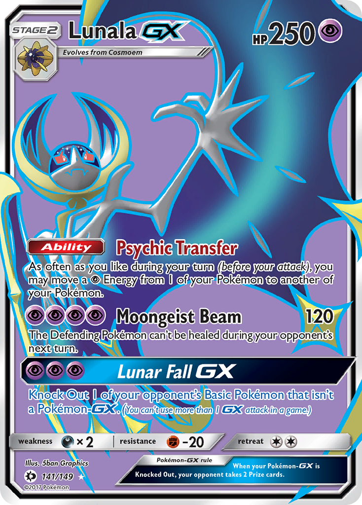 Lunala GX (Full Art) 141/149 - SM Base Set Holofoil