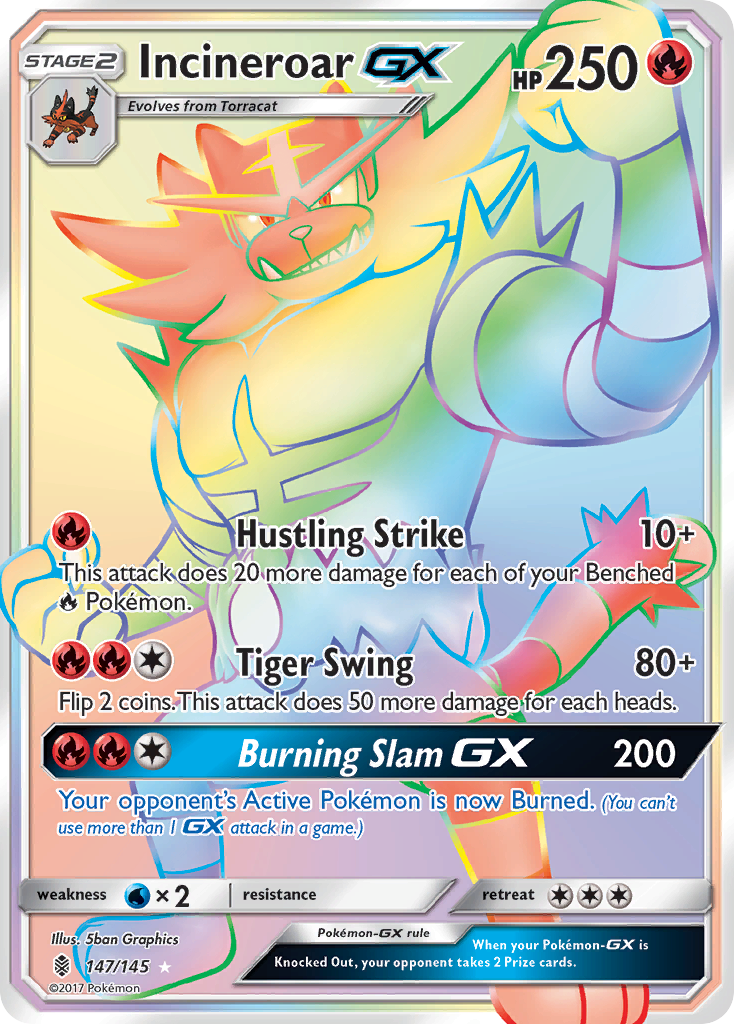 Incineroar GX (Secret)/145 - SM  Guardians Rising Holofoil