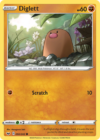Diglett 92/202 - SWSH01 Sword & Shield Base Set
