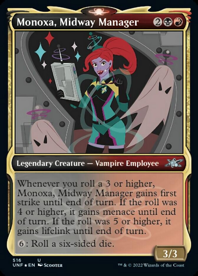 Monoxa, Midway Manager (Showcase) (Galaxy Foil) (UNF-516) - Unfinity: (Showcase) Foil