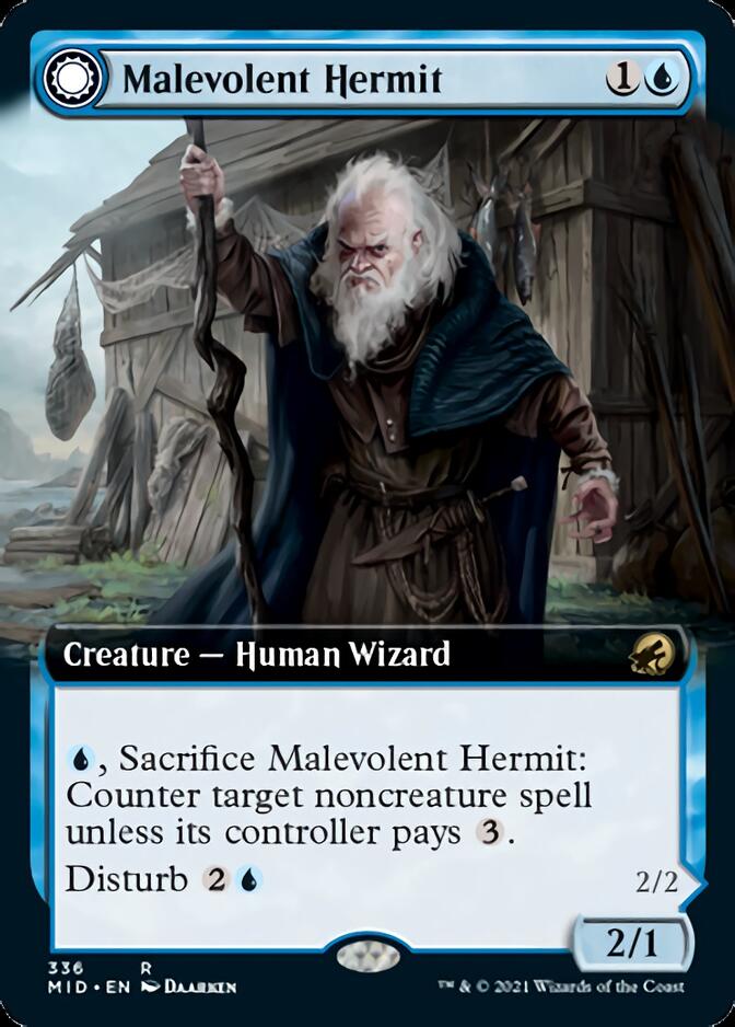 Malevolent Hermit (Extended Art) (MID-336) - Innistrad: Midnight Hunt: (Extended Art, Double Faced Transform)