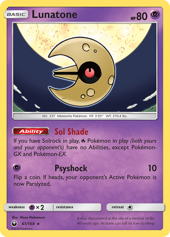 Lunatone/168 - SM  Celestial Storm Holofoil