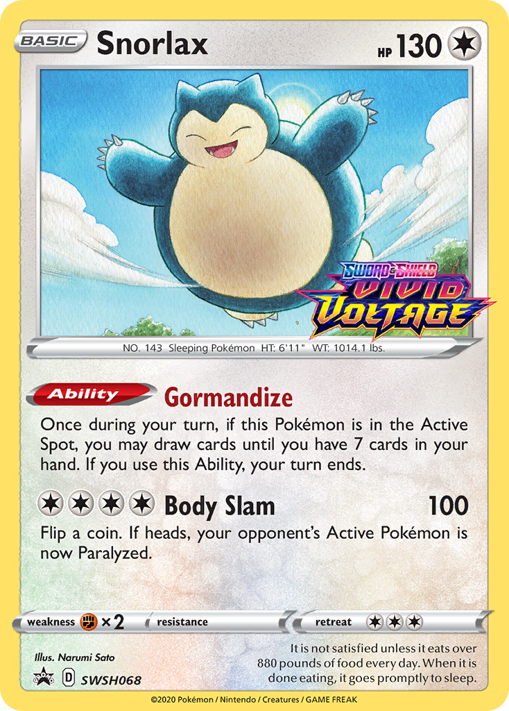Snorlax - SWSH068 (Prerelease)/307 - SWSH Sword & Shield Promo Cards Holofoil