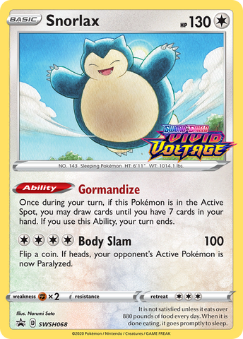 Snorlax - SWSH068 (Prerelease)/307 - SWSH Sword & Shield Promo Cards Holofoil