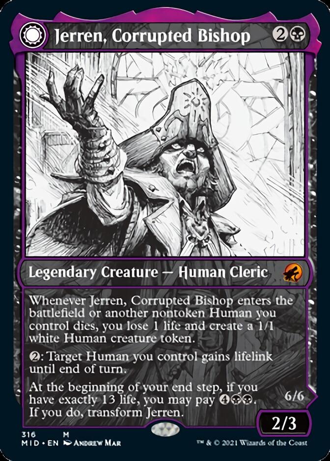 Jerren, Corrupted Bishop (Showcase) (MID-316) - Innistrad: Midnight Hunt: (Showcase, Double Faced Transform)