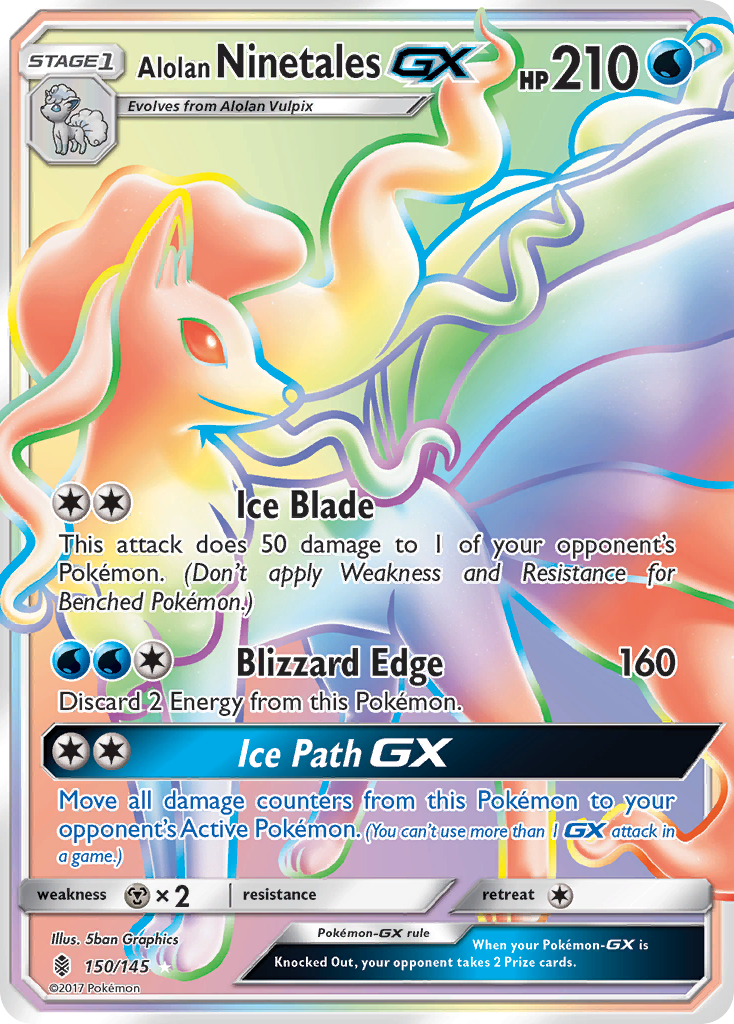 Alolan Ninetales GX (Secret)/145 - SM  Guardians Rising Holofoil