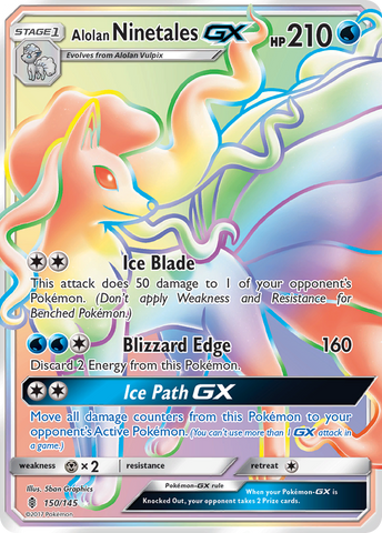 Alolan Ninetales GX (Secret)/145 - SM  Guardians Rising Holofoil
