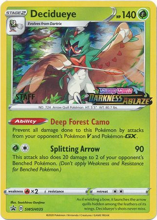 Decidueye - SWSH035 (Prerelease) [Staff] - SWSH Sword & Shield Promo Cards Holofoil
