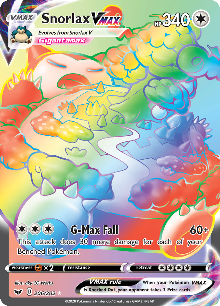 Snorlax VMAX (Secret) 206/202 - SWSH01 Sword & Shield Base Set Holofoil