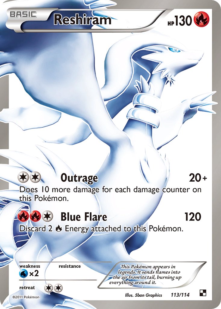 Reshiram (113 Full Art) 113/114 - Black and White Holofoil