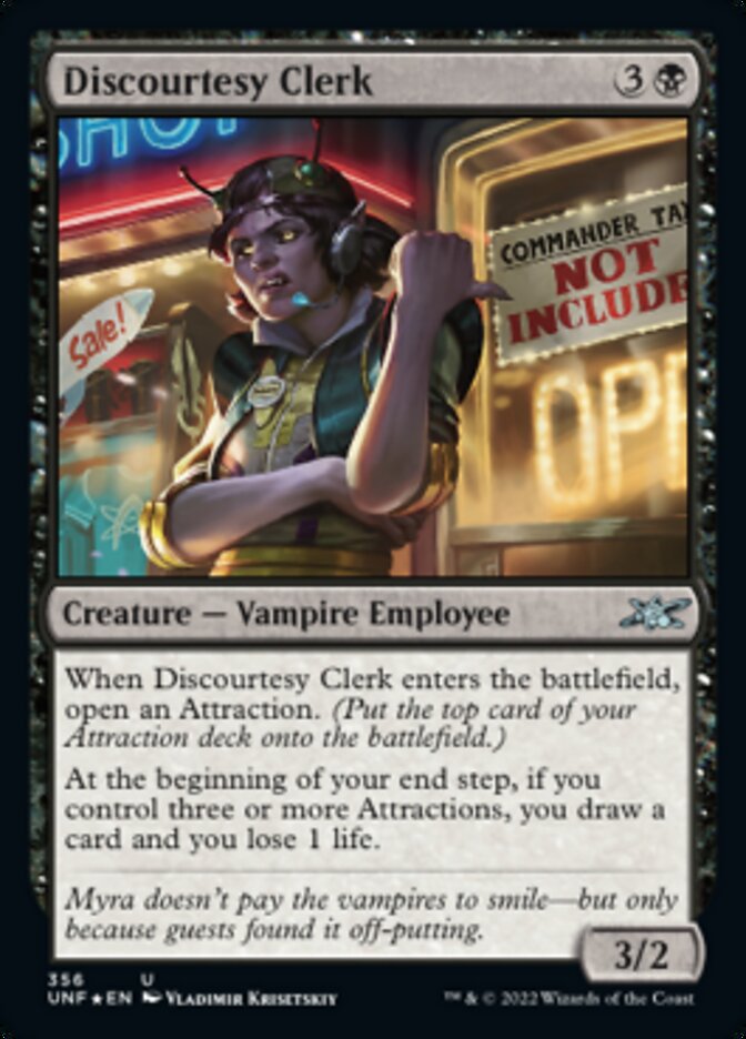 Discourtesy Clerk (Galaxy Foil) (UNF-356) - Unfinity Foil