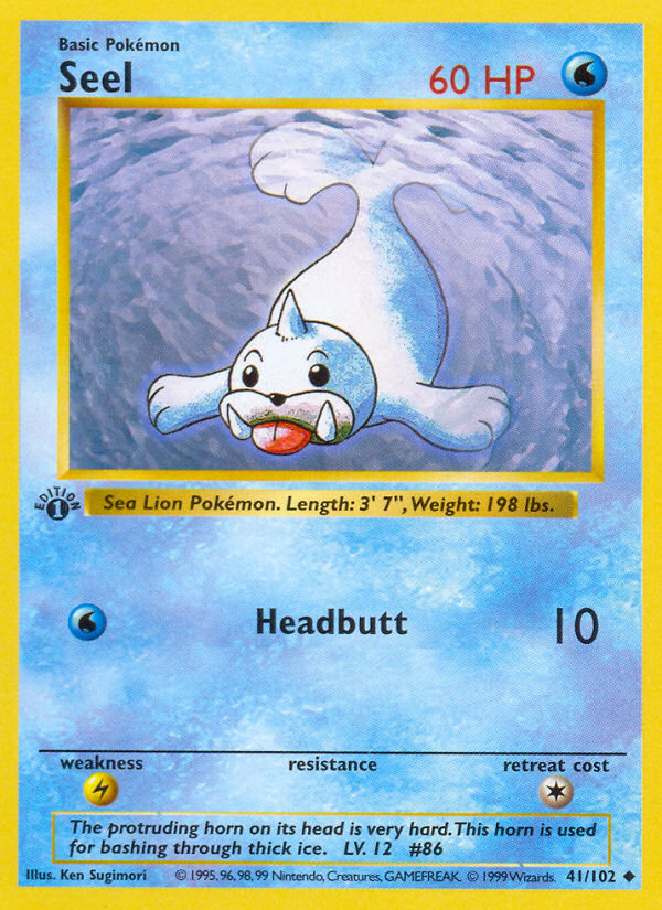 Seel - 41/102 - 1st Edition Base Set Shadowless - Uncommon
