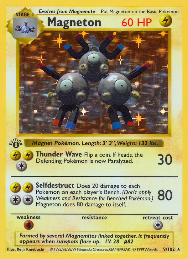 Magneton - 9/102 - 1st Edition Holofoil Base Set Shadowless - Holo Rare