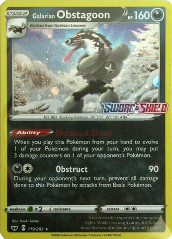 Galarian Obstagoon - 119/202 (Cosmos Holo) 119 - Miscellaneous Cards & Products Holofoil