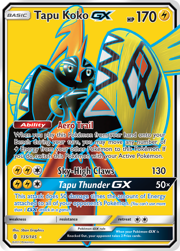 Tapu Koko GX (Full Art)/145 - SM  Guardians Rising Holofoil